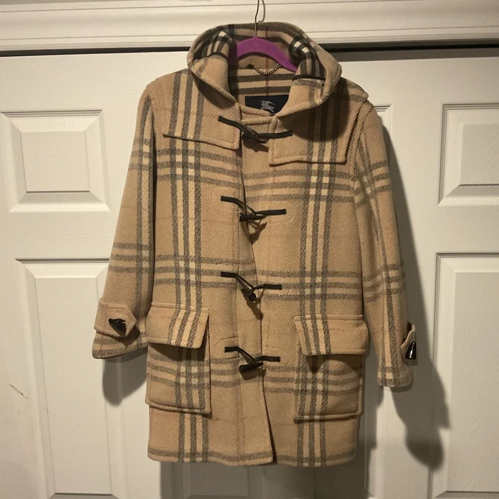 Burberry London Nova Check Wool Plaid Mini Duffle 99 Toggle Hooded Coat Jacket - Picture 3 of 12